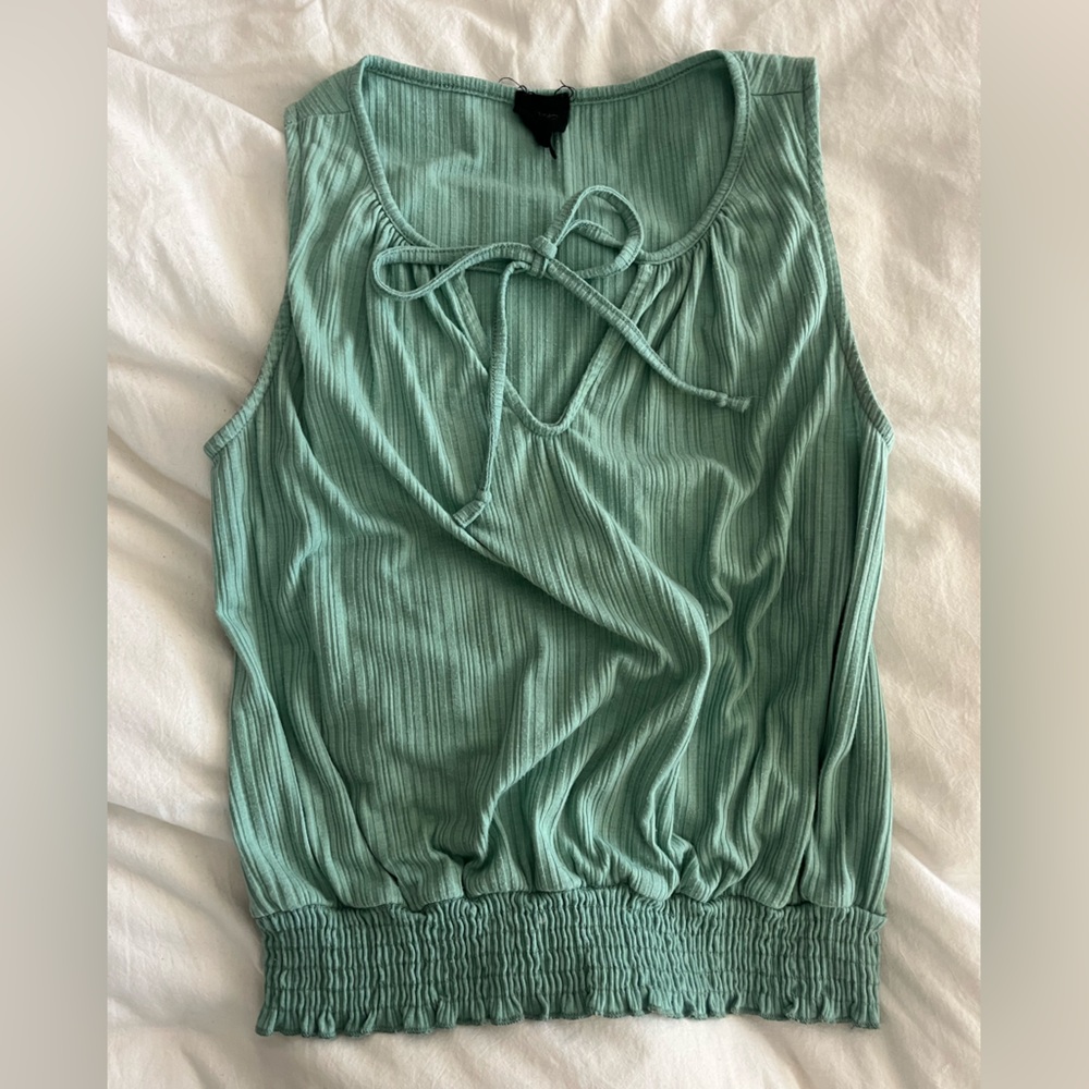 Teal Top with Tie Detail